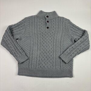 L.L. Bean Gray Cable Knit Cardigan Sweater
